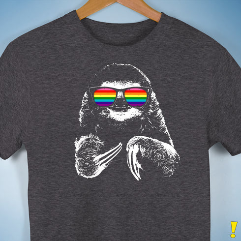 Gilbert Baker LGBTQ Pride Sloth Rainbow Flag Sunglasses Premium - Dark Grey Heather